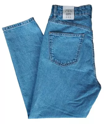 Zara Classic Mom Fit Light Wash Denim Jeans Size 8 NEW NWT High Rise All Cotton • £38.60