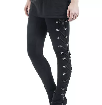 Gothic Women's Lace Up Pants Punk Girls Trousers Casual Black Leggings • £19.19