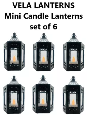 Vela Lanterns Mini Candle Lantern Flickering Led Tea Light Candle 6 Pack Black • $24.99