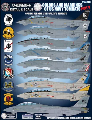 Furball 1/48 Decals Colors & Markings Of US Navy Tomcats Part V - FDS-4813 • $30.94