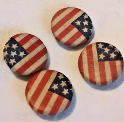 4 Antique Fabric Buttons American Flag • $3.99