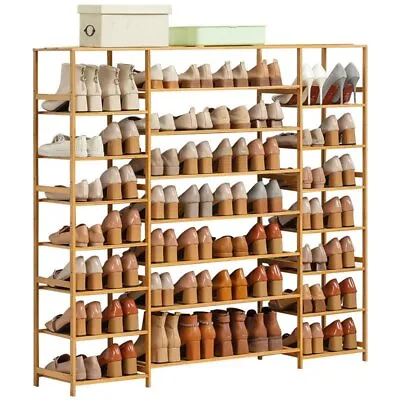 $79.99 • Buy Multi Tier Tower Bamboo Wooden Shoe Rack Boot Shelf Stand Storage Organizer