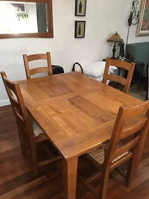 $800 • Buy French Country Dining Room Set Solid Oak Table 4 Chairs From Crate And Barrel