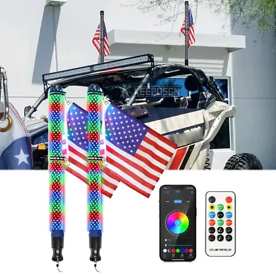 For Can-Am Maverick X3 RGB 2FT Thick Whip Fat UTV Whip Light APP Controll Antena • $161.99