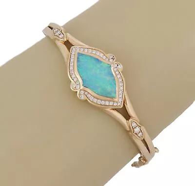 Kabana Diamond Star Opal 14k Yellow Gold Floral Bangle Bracelet • $6499