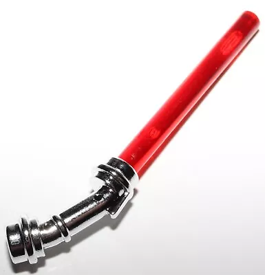 Lego Chrome Silver Lightsaber Angled Hilt Trans Red 4L Bar • $3.79