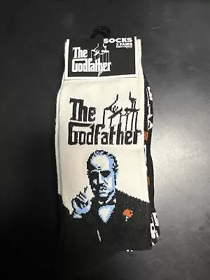 New THE GODFATHER Mens 2 Pair Of Crew Socks LOGO ODD SOX BRAND • $8