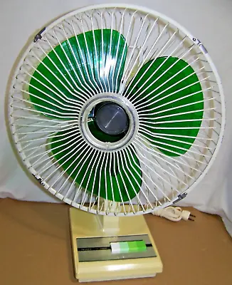 Vintage Sears 12  3 Speed Green Oscillating Electric Fan 70s Retro MCM • $100