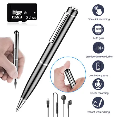 32G Digital Voice Activated Recorder Smallest Audio Recording Pen Device MP3 Cam • $16.99