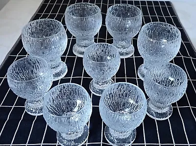 9 X Iittala Kekkerit Glass Glasses Textured Ripples - 4 Wine & 5 Sherry • £80