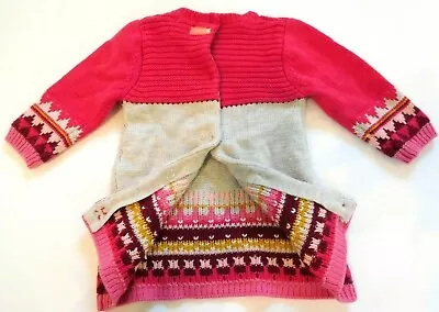 CATIMINI (new) PINK DRESS ~ 3 Month Baby ~ FRANCE Sweater Winter Snow FAIR ISLE • $9.99