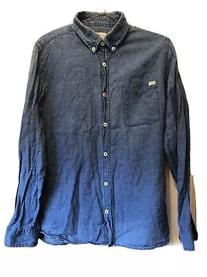 Button Up Collard Shirt - Jack Jones - Originals - Blue With White Speck SMALL • £2.99
