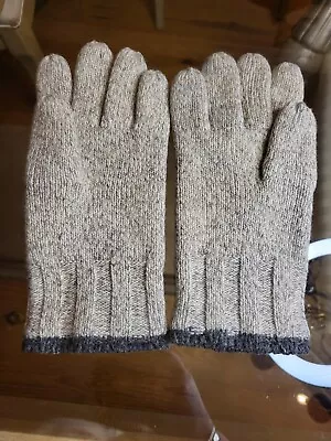 Eddie Bauer Men's 100% Shetland Wool Gloves Cream & Grey Sz Small/ Medium • $30.01