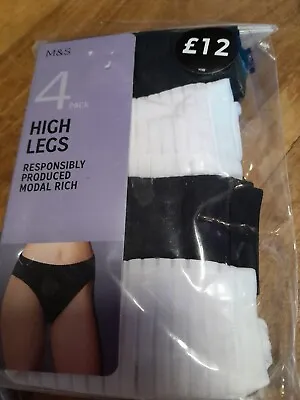 Marks & Spencer 4 Pairs Pants Size 14 High Legs Responsible Fibres Latex Free • £12