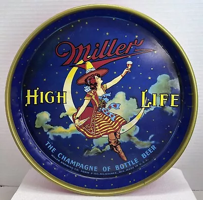 Vintage Miller High Life The Champagne Of Bottle Beer Girl On Moon Serving Tray • $49.99