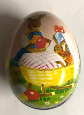 SWEET Vintage Tin Litho Easter Egg-Candy Container • $8.99