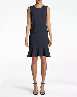 Nicole Miller Artelier NAVY Ponte Pop Over Dress US Petite • $26.90