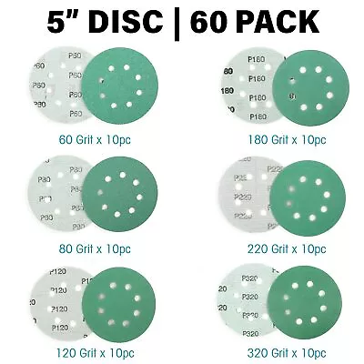 5in Sanding Discs 60-320 Grit Wet Dry Sandpaper Hook Loop Orbital Sander Paper • $16.14