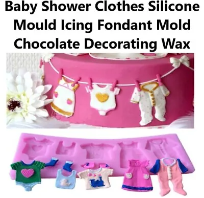Baby Shower Clothes Silicone Mould Icing Fondant Mold Chocolate Decorating Wax • £3.45