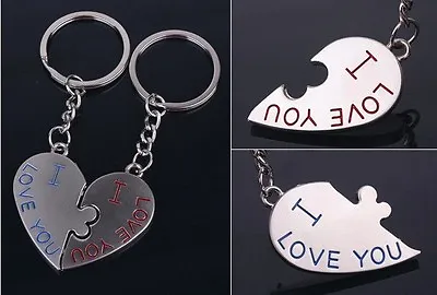 Cute Metal 3D Kiss Heart I LOVE YOU Keychain Keyring Lover Couple Keyfob Gift • £3.49