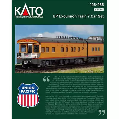 Kato N Scale Union Pacific UP Excursion Train 7-Car Set 106-086 • $186.95