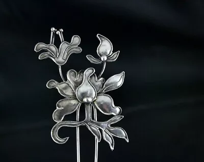 Chiense Hair Accessories Handmade Filigree Miao Silver Flower Headgear Hairpin • $35