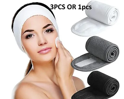 3x/1x Facial Adjustable Headband Elastic Makeup Hair Spa Shower Band Head Wrap • £3.19
