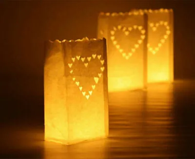 £3.99 • Buy Big Heart  Luminary Candle Lantern Paper Bag Bags Party Wedding Valentine Garden