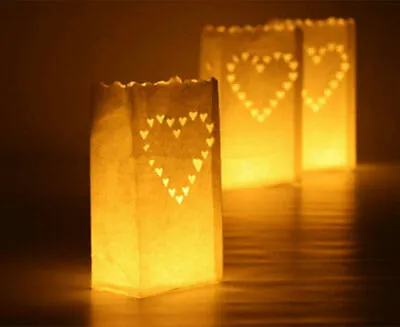 Big Heart  Luminary Candle Lantern Paper Bag Bags Party Wedding Valentine Garden • £3.99