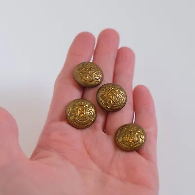 Vintage Set Of Faux Military Style Brass Buttons Lion Shield Crown AEIARVIEND • $12