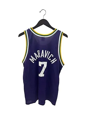 $175 • Buy Vintage Pete Maravich New Orleans Jazz Champion Jersey Adult Size L/44 90s 1997
