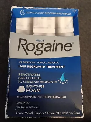 2 Pks..Men's Rogaine 5% Minoxidil Hair Regrowth Treatment Foam 3-Months  (MO9) • $100