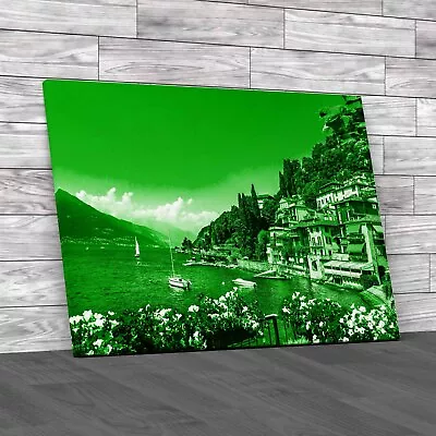 Varenna Town In Como Lake Authentic Italian Lake Green Canvas Print Large • £27.95