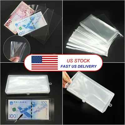 100X Currency Sleeves Paper Money Bill Holder Banknote Storage Protector Case  • $8.49