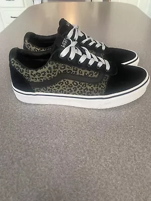 Vans Old Skool Low Top Shoes Leopard Print Black Women’s Size 8 L👀K • $17.99