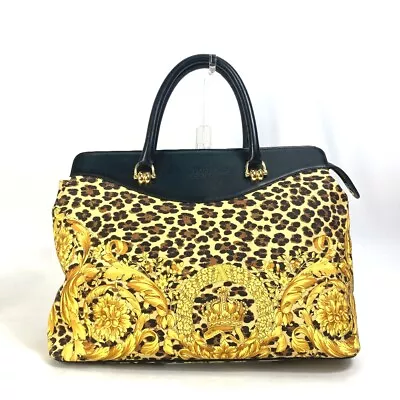 VERSACE Vintage Leopard Shoulder Bag Tote Bag Shoulder Bag Yellow/Black • $240