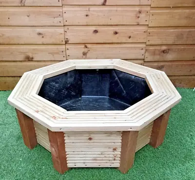 Raised Garden Pond Wooden Octagonal Water Feature 83x83x29cm Handmade Ready2Use • £139