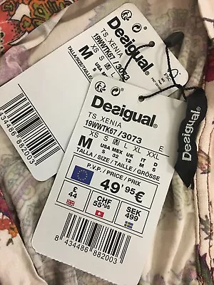 Desigual TS Xenia Size UK12 (Medium) 3/4-Sleeve Multicolour Patterned Top NWT • $35