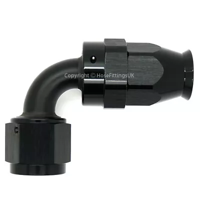 £13.49 • Buy PTFE AN-6 6AN BLACK JIC 90 Degree Swivel Fuel Oil Coolant Braided Hose Fitting