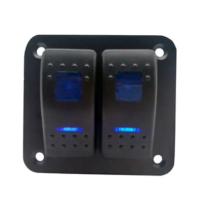 2 Gang Toggle Rocker Switch Panel Blue LED Light For Car Marine Boat Waterproof • $13.75