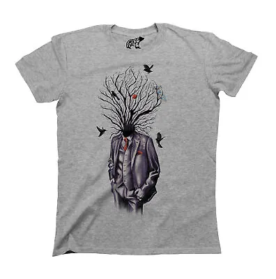 £8.49 • Buy Tree Art Head Suit Mens Ladies Unisex ORGANIC Cotton T-Shirt Gothic Arty Top Eco
