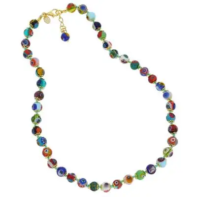 Glass Of Venice Murano Glass Necklace Shorter Length 17-Inches - Italian Millefi • $52.95