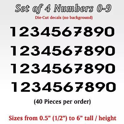 4 Pack Numbers 0 To 9 Vinyl Die-Cut Decal Set Of 40 Pieces Sticker Custom Number • £11.68