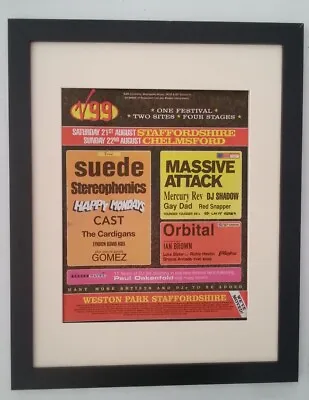 Suede*massive Attack*v99 Festival*1999*original*poster*ad*framed*fast World Ship • £69.95