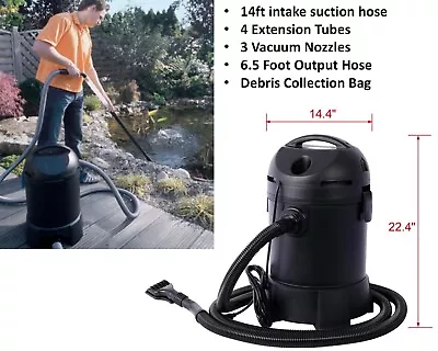 Black Garden Pond Vacuum Cleaner Koi And Fish Pond 1400-Watt Motor Pool Vacuum • $157.99