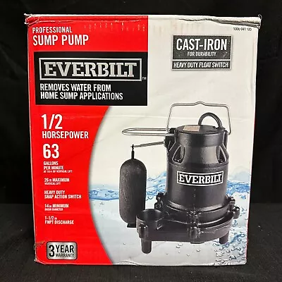 BRAND NEW Everbilt HDS50 1/2 HP Cast Iron Sump Pump - Black • $100