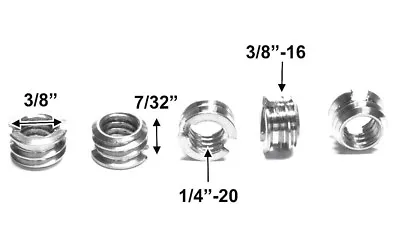 5-Pack 1/4 -20 Female To 3/8 -16 Male Screw Thread Adapter Reducer Bushing • $9.99