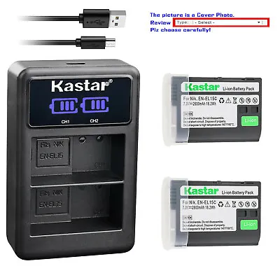 Kastar Battery LED2 USB Charger For Nikon D500 D600 D610 D800 D800E D850 • $32.49