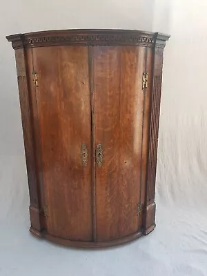 ANTIQUE BOW FRONT CORNER CUPBOARD .oak • £275