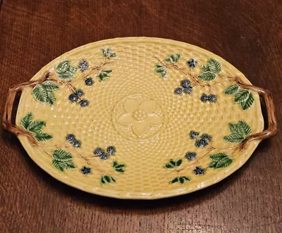 Tiffany & Co Blackberries Oval Tray/ Platter Basketweave MAJOLICA. Portugal • $72